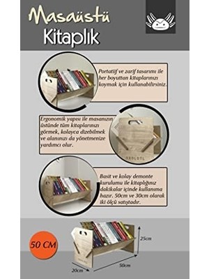 DMR Home Axolotl Masaüstü Kitaplık Mini Raf Masaüstü Kitap Düzenleyici (50CM)
