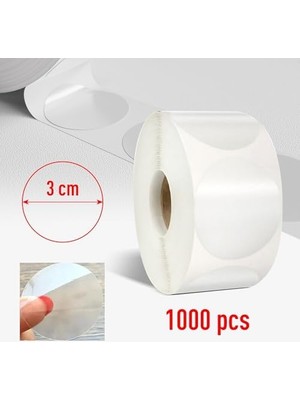 Expresstore Şeffaf Paketleme Etiketi - Yuvarlak Paketleme Etiketleri - 1000 Adet 3 cm Çapında - Şeffaf Mühür Etiketleri - Küçük Işletmeler Için Hediye Paketleri, Zarflar