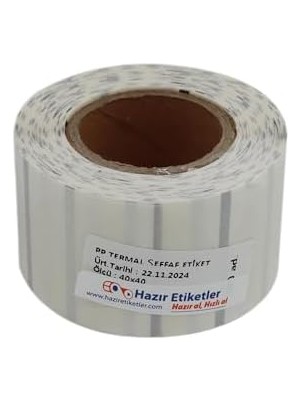 Expresstore Pp Şeffaf Termal Rulo Etiket 40MM x 40MM Çap Ruloda 500 Adet