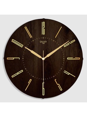 DMR Home Galaxy Exclucive Compass Serisi Bombeli Varak Kilişeli Kadranlı Ev ve Ofis Duvar Saati 35 cm Kahverengi