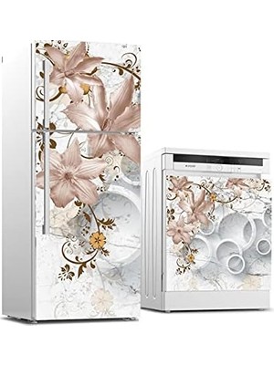 DMR Home Buzdolabı ve Bulaşık Makinası Beyaz Eşya Kaplama 3D Mermer Daire
