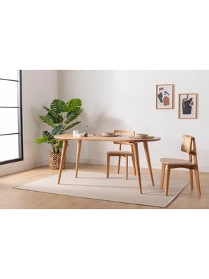 Vivense Ares Kayın Oval Yemek Masası, 180X80