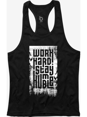 Bluu Hmblw Siyah Beyaz Desenli Fitness Gym Tank Top Sporcu Atleti Nefes Alabilir Kumaş