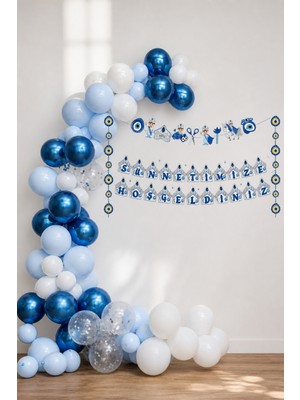 Sünnet Kutlama Seti 3lü Banner ve Balon Zincir Set