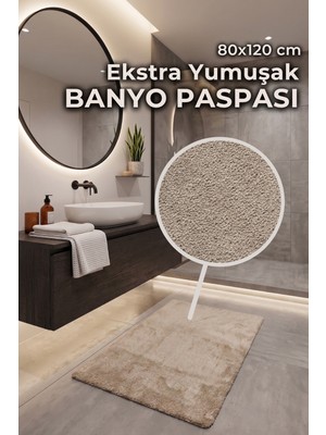 Agkhome Queen Yüksek Emici Kaymaz Tabanlı Yolluk/banyo Paspası Bej 80X120 cm