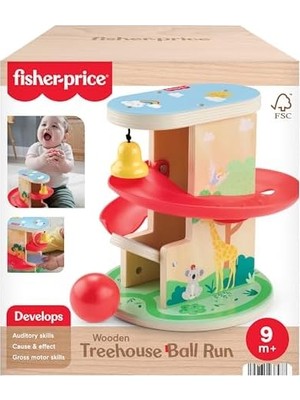 Expresstore 9 Aydan Büyük Bebekler ile Yürüme Çağındaki Çocuklar Için 2 Ahşap Parçadan Oluşan Gelişime Yardımcı Ahşap Ağaçev Top Kaydırağı, HXT92