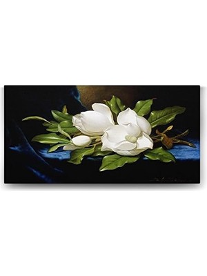 Expresstore Martin Heade - Giant Magnolias On A Blue Velvet Cloth Tablosu - 120X60CM