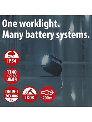 Expresstore Profesyonel Serisi Multi 20 Watt 18 Volt Tüm Bataryalarla Uyumlu IP54 Lisanslı 1140+2160 Lümen Işık Gücüne Sahip LED Projektör