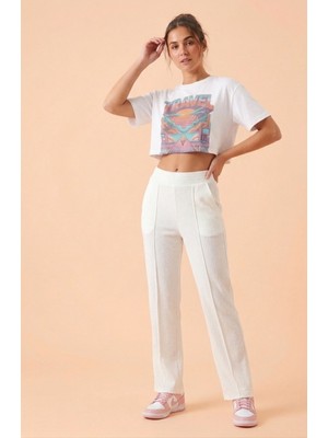 JUST WEAR ZT Yüksek Bel Dikiş Detaylı Fit Pantolon – Günlük & Şık Rahat Kesim