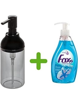 Expresstore Siyah Füme Sıvı Sabunluk ve 1 Adet 400 ml Sıvı Sabun Okyanus Kokulu