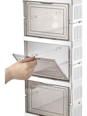 Expresstore 6 Katlı, Katlanabilir, Taşınabilir Çok Amaçlı, Geniş, Katlanabilir Dolap ve Raf, Katlanır Taşınabilir Premium Portatif Organizer (25,5cm x 34,5cm x 105,5CM) (Beyaz)