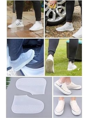 Expresstore Silikon Ayakkabı Kılıfı, Kaymaz ve Su Geçirmez, Kir Geçirmez, Dayanıklı ve Esnek Tasarım, Çok Amaçlı Kullanım, Yıkanabilir, Yağmurlu ve Çamurlu Havalarda Koruma (Siyah, M / 35-40)