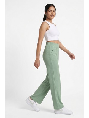 JUST WEAR ZT Yüksek Bel Dikiş Detaylı Fit Pantolon – Günlük & Şık Rahat Kesim