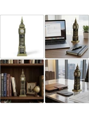 Expresstore Big Ben Metal Figürü, Antik Bronz, Masa ve Raf Dekorasyonu, Londra Mimari Heykelciği