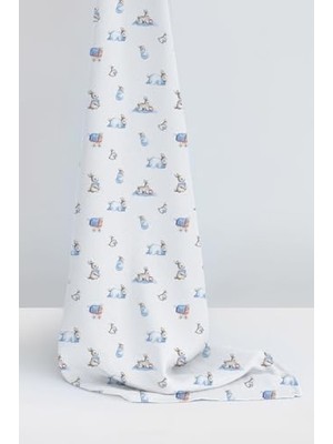Expresstore Deux LAPINS%100 Pamuk Müslin Bebek Örtüsü, Bebe Lapin Desenli, 70X70 Cm,, 0-6 Ay