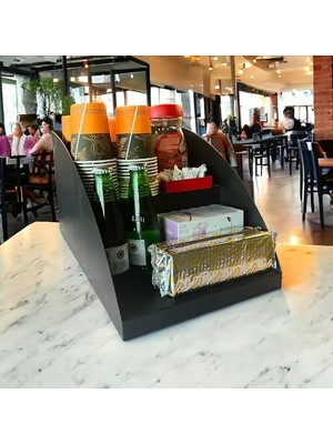 Expresstore Kasaönü, Bar Önü,tezgah Önü Aperatif Standı, Tezgahönü Organizer Raf 25 cm 2 Katlı Model Siyah