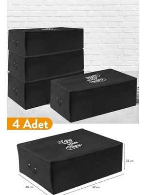 Expresstore 4 Adet - Büyük Boy Altı Siyah Hurç 62 x 46 x 22 cm