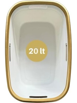 Expresstore Dört Taraftan Tutulabilen Gold Çamaşır Sepeti - 20 Litre Çamaşır Selesi - Kirli Çamaşır Sepeti - Pp+