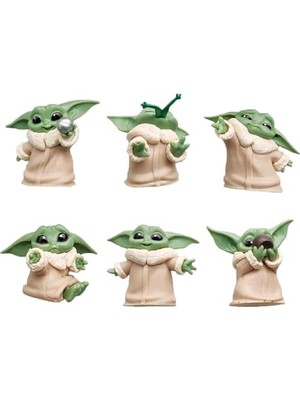 Expresstore 6 Lı Set Sevimli Bebek Yoda Ürün Koleksiyonu Dekoratif Biblo Masa Süsü Hediyelik Eşya