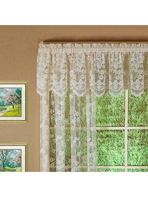 Expresstore Curtain Çiçekli Asma Panel 160 Cm, Fildişi, 60 G x 63 U