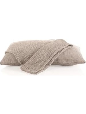 Expresstore Müslin Yastık Kılıfı 2 Adet Set, 50X70 cm 100% Pamuk Yumuşak Nefes Alabilir Kapaklı 4 Katlı Muslin Kumaş Düz Renk Yastık Kılıfları (Bej, 50X70 cm (2 Adet))