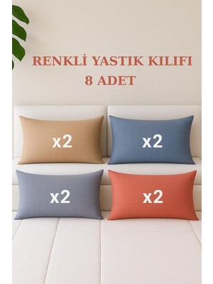 Expresstore 8 Adet Kapaklı Yastık Kılıfı 4 Farklı Renk