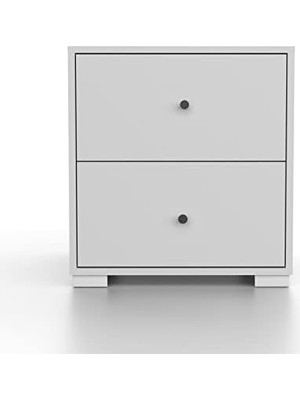 Expresstore 2 Çekmeceli Yatak Odası Başucu Komodin – Minimal Modern Tasarım – Şifonyer Tarzı Komodin - KMD104 Beyaz 42X46X43