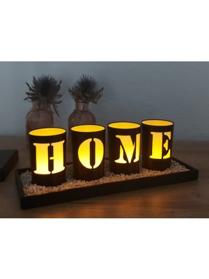 Other Modern Home Dekoratif Şamdan Seti-Modern Tealight Home With Tray