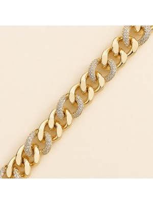Zeino Zirkon Taşlı Gurmet Bileklik - 14K Altın Kaplama - 17+2 cm