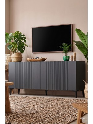 Yumedi Design KA1813A - Tarçın Konsol ,tv Sehpası , Çok Amaçlı Dolap, Kahve Köşesi 180CM Antrasit