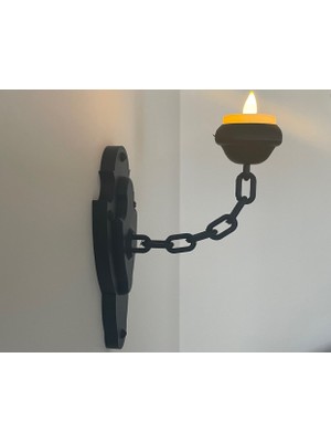 Other 2’li Orta Çağ Temalı Zincirli Duvar Şamdanı-Medieval Style Wall-Mounted Tealight Candle Holder
