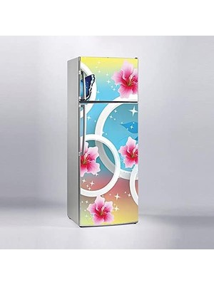 Assess Store Buzdolabı Kaplama Dolap Kaplama Etiketi 3D Çiçek Yuvarlak
