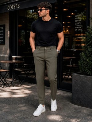 Hzr Wear Erkek Slim Fit Diz Izi Yapmayan Esnek Chino Pantolon