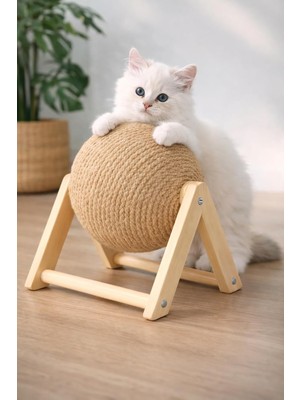 Assess Store Pureza Kedi Tırmalama Topu | Ahşap Ayaklı, Dayanıklı Kedi Oyuncağı
