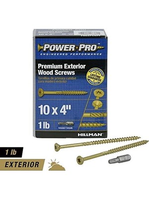 Assess Store Power Pro 48604 Ahşap Vidalar, 10 x 4 Inç, Premium Dış Mekan Güverte Vidaları, Paslanmaya Dayanıklı, Epoksi Kaplı Bronz, 1 Lb Kutu, 52 Adet