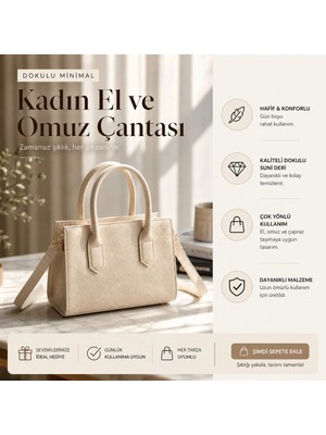 VogueaStyle Dokulu Minimal Kadın El ve Omuz Çantası