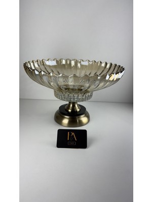Palpe 33cm Bronz Kristal Meyvelik Şekerlik Sunumluk Söz Nişan Kız İsteme Çikolatalık Şık Kase İkramlık
