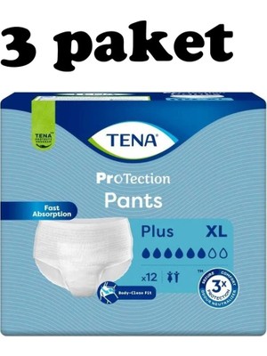 Tena Proskin Pants Plus Emici Külot, En Büyük Boy (Xl), 6 Damla, 12'Li 3 Paket 36 Adet