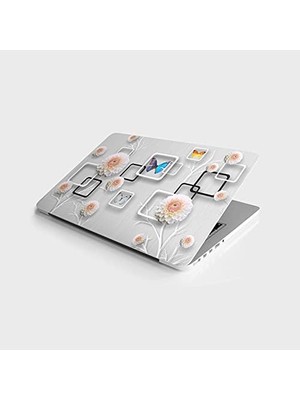 Assess Store Laptop Bilgisayar Notebook Pc Kaplama Etiketi Kare Kelebek Çiçek