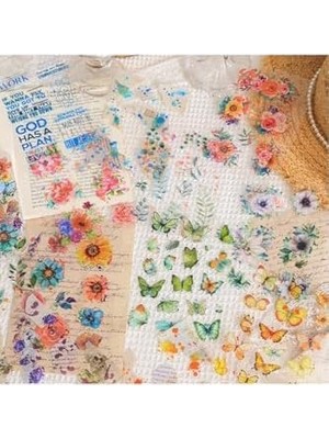 Assess Store Kolbi 6 Sayfa 60 Adet Şeffaf Büyük Mavi Çiçek Bullet Journal Laptop Ajanda Planlayıcı
