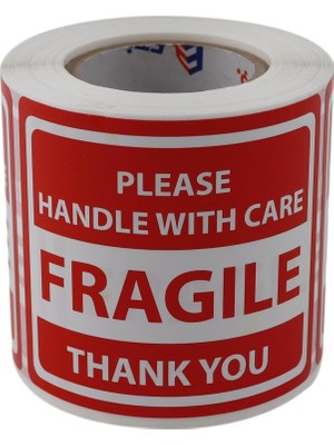 Assess Store Fragile Roll Label 70MM x 80MM 250 Pcs "please Handle With Care Thank You" Coated Stickers