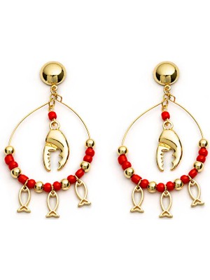 Twist Boncuklu Balık Figürlü Küpe TS1260068110265