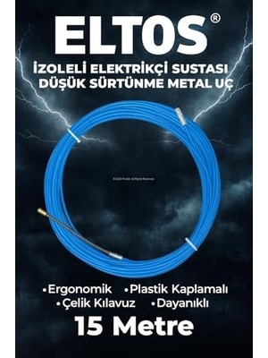 Assess Store Elektrikçi Sustası Izoleli, Kablo Çekme Yayı, Balık Bandı, Plastik Kaplamalı, Çelik Kılavuz, Ergonomik, Düşük Sürtünme Uç, Tesisat Kablo Kanalı Için, Esnek, Dayanıklı (15 M)