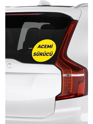 Assess Store Parti Tasarla Sarı Zemin Üzerine Siyah Renk Acemi Sürücü Yazılı 15X15 cm