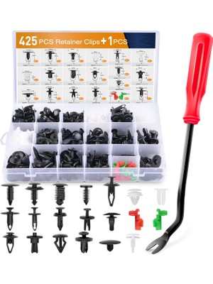 Assess Store Gooacc 425 Parça Araba Gövde Tutucu Klips Seti Bagaj Kapağı Kolu Kolu Klips Bağlantı Elemanı Sökücü - 19 Popüler Boyut Otomatik Itme Pimi Perçinler-Gm Chrysler Için Kapı Panel