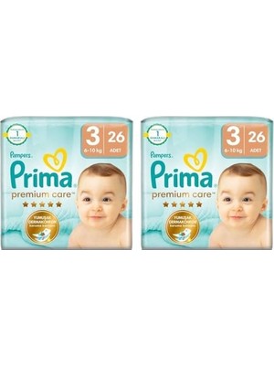 Assess Store Bebek Bezi Premium Care 3 Numara 26 Adet 2li Paket