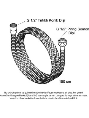 Assess Store Çelik Kromlu Duş Hortumu 150 cm Pirinç Somon KDH101