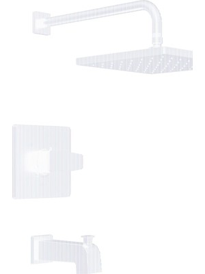 Assess Store Musluk Modern Raincan Kare Tek Işlevli Küvet ve Duş Kiti Siyah, Küvet Bataryası Seti, Yağmur Duş Başlığı Siyah, Duş Kiti, Mat Siyah T14468-BL-PP (Vana Dahil Değildir)