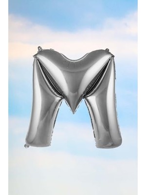 Assess Store M Harfi Gümüş Folyo Balon 100 cm 40 Inç 1 Metre Silver