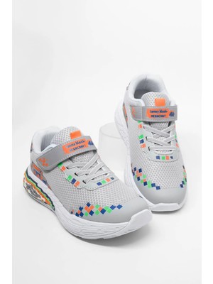 Tonny Black Çocuk Unisex Buz Rahat Kalıp Nefes Alabilen Cırtlı Işıklı Sneaker